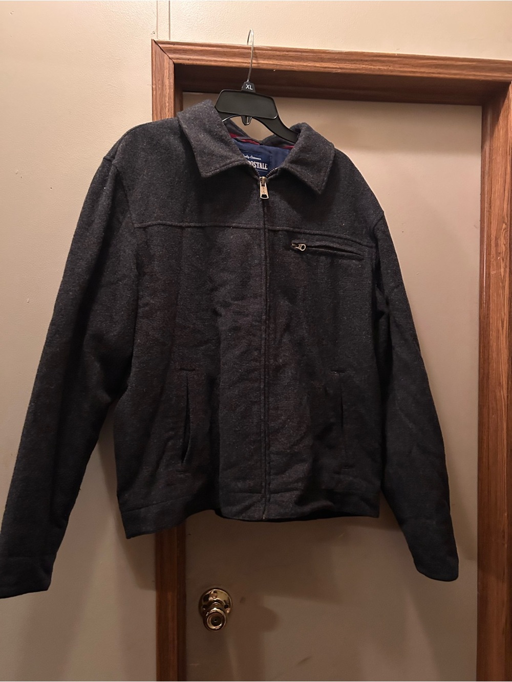 Vintage Aeropostale Charcoal Wool-Blend Zip Pea Coat
